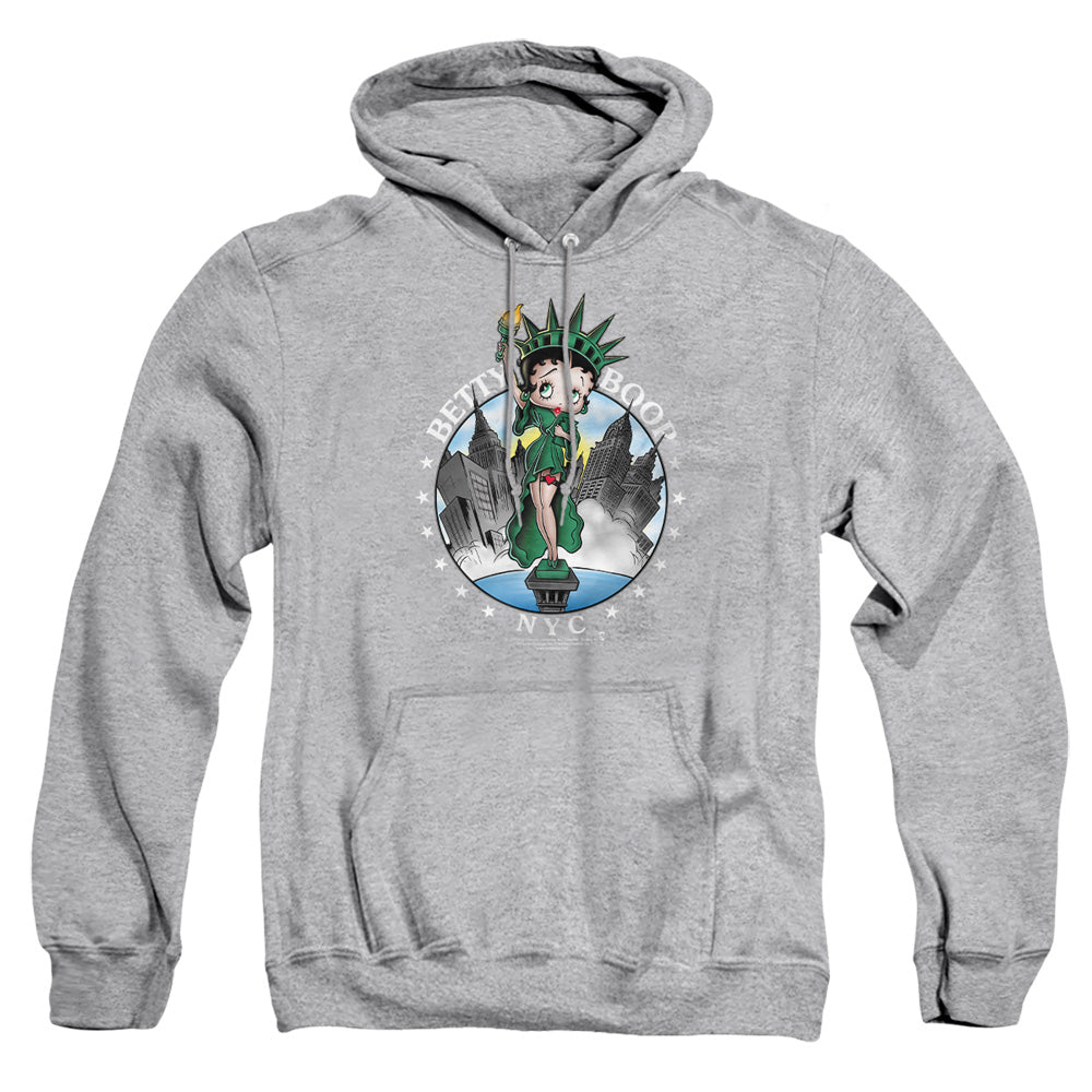 AN OFFCIALLY LICENSED BETTY BOOP NYC ADULT UNISEX PULLOVER HOODIE ATHLETIC HEATHER