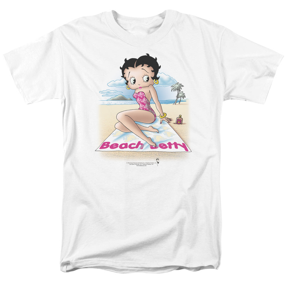 AN OFFCIALLY LICENSED BETTY BOOP BEACH BETTY MEN'S REGULAR FIT T-SHIRT WHITE
