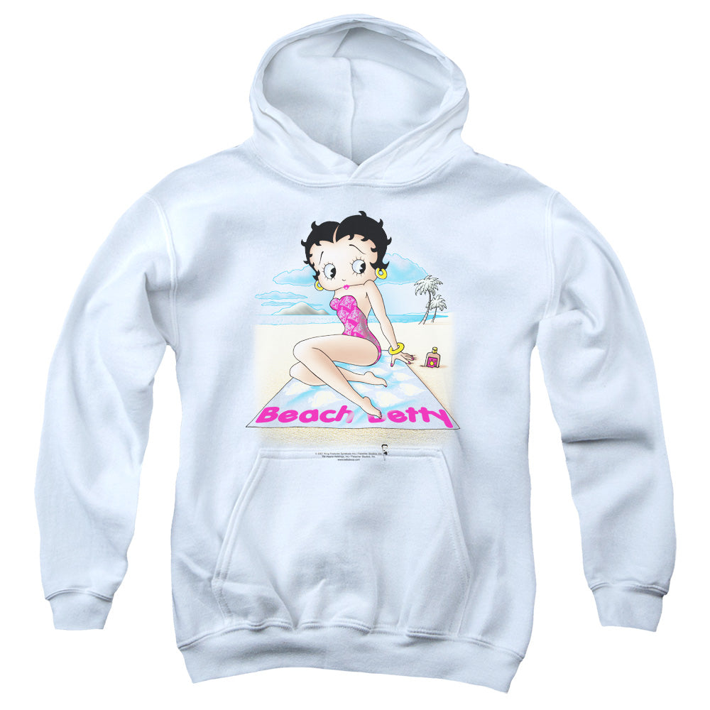 AN OFFCIALLY LICENSED BETTY BOOP BEACH BETTY YOUTH HOODIE WHITE