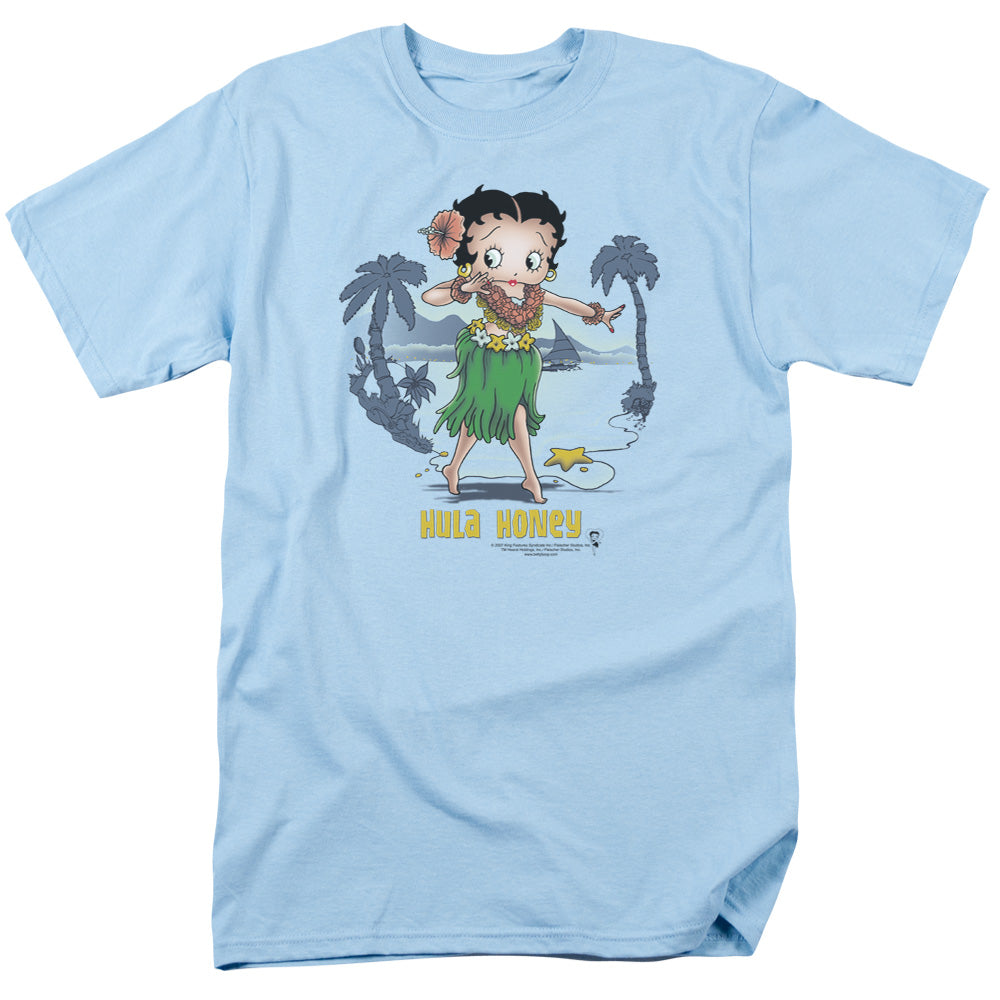 AN OFFCIALLY LICENSED BETTY BOOP HULA HONEY MEN'S REGULAR FIT T-SHIRT CAROLINA BLUE