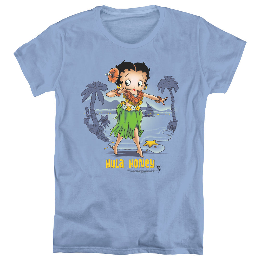 AN OFFCIALLY LICENSED BETTY BOOP HULA HONEY WOMEN'S REGULAR FIT T-SHIRT CAROLINA BLUE