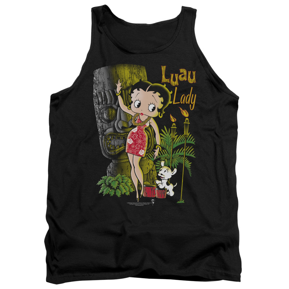 AN OFFCIALLY LICENSED BETTY BOOP LUAU LADY ADULT UNISEX TANK TOP BLACK