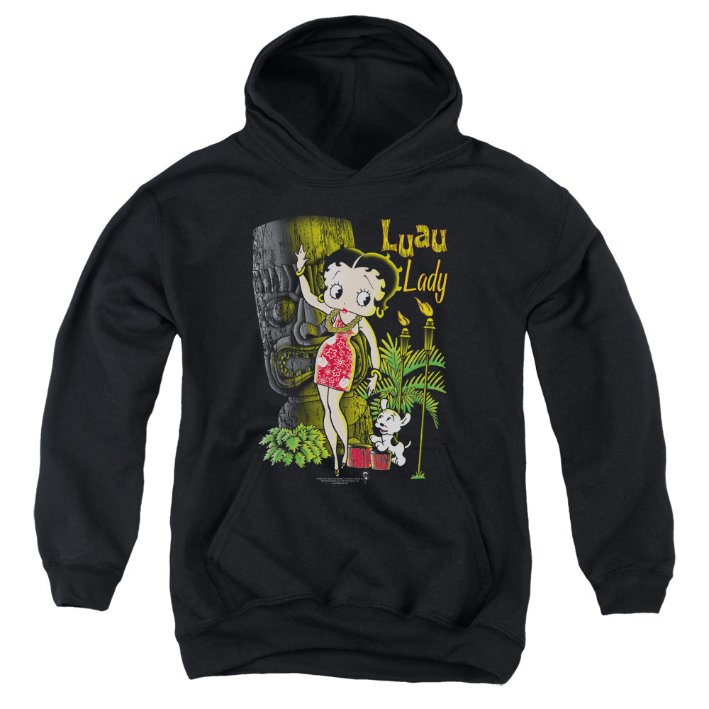 AN OFFCIALLY LICENSED BETTY BOOP LUAU LADY YOUTH HOODIE BLACK