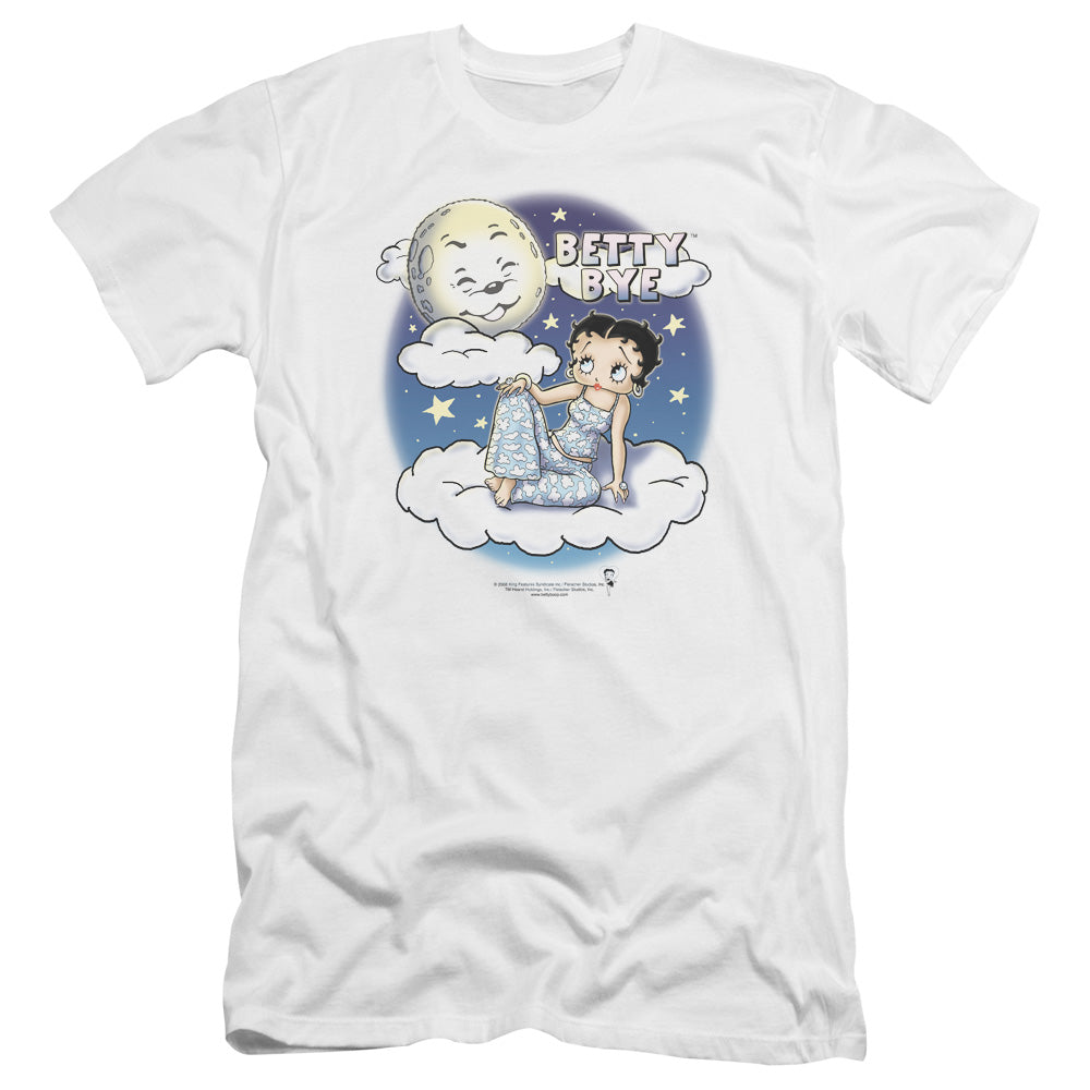 AN OFFCIALLY LICENSED BETTY BOOP BETTY BYE MEN'S PREMIUM SLIM FIT T-SHIRT WHITE
