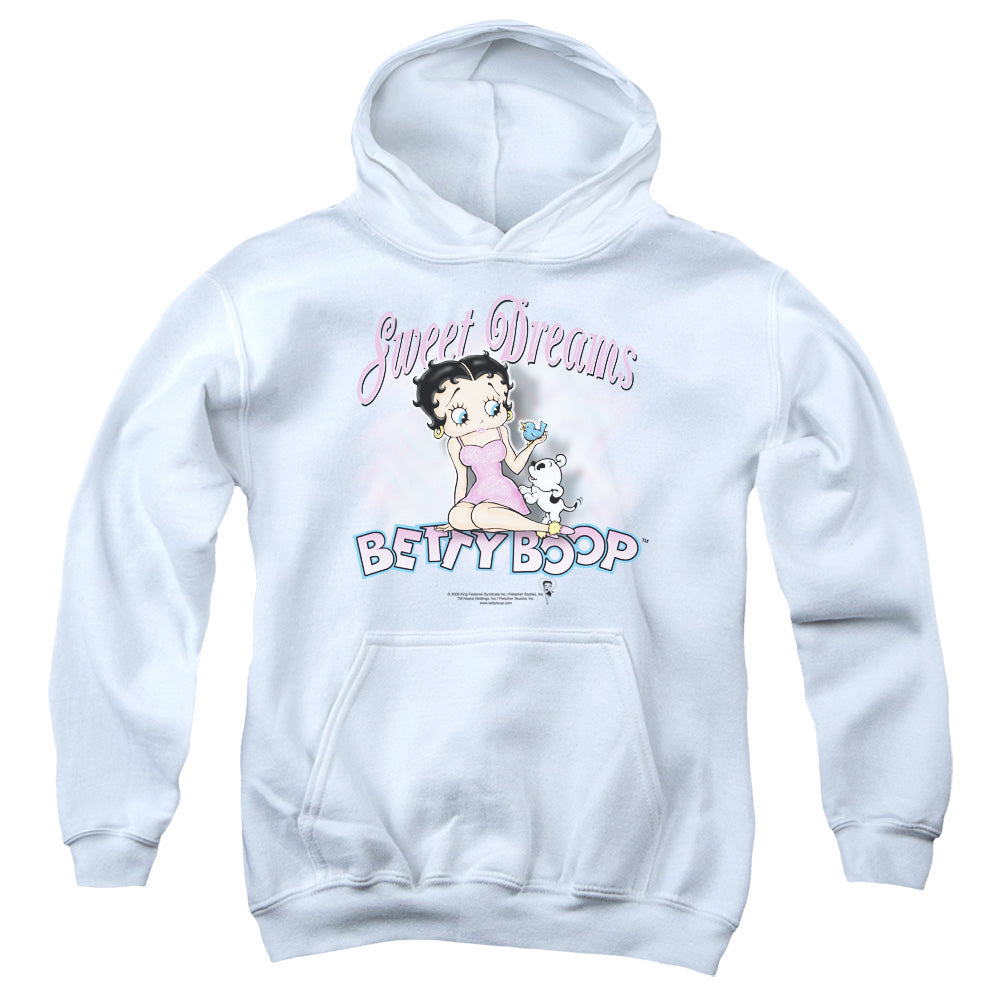 AN OFFCIALLY LICENSED BETTY BOOP SWEET DREAMS YOUTH HOODIE WHITE