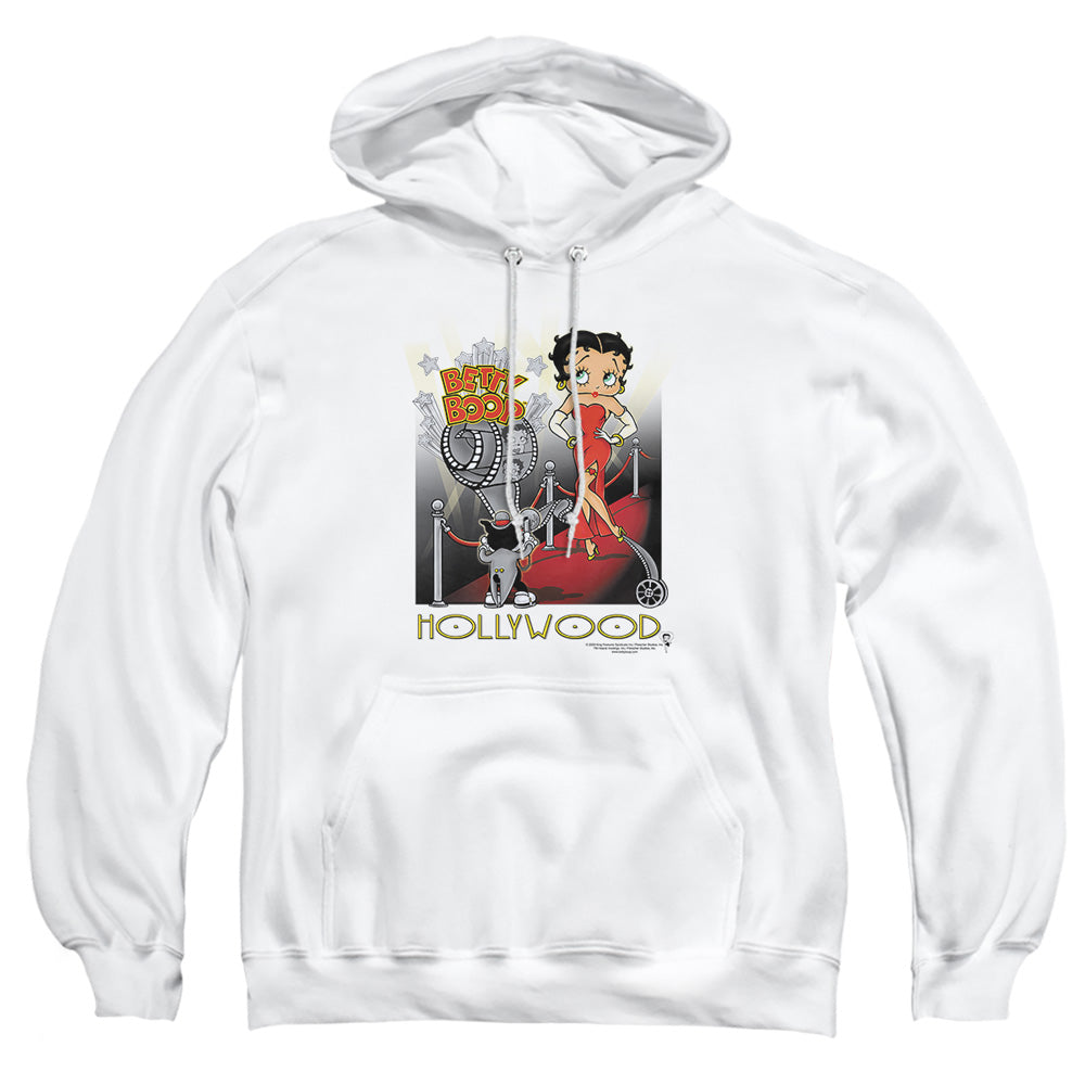 AN OFFCIALLY LICENSED BETTY BOOP HOLLYWOOD ADULT UNISEX PULLOVER HOODIE WHITE