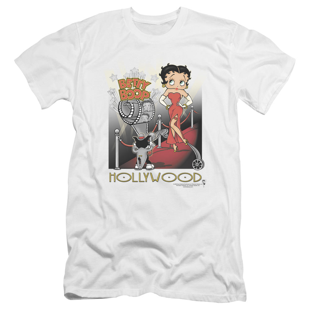 AN OFFCIALLY LICENSED BETTY BOOP HOLLYWOOD MEN'S PREMIUM SLIM FIT T-SHIRT WHITE
