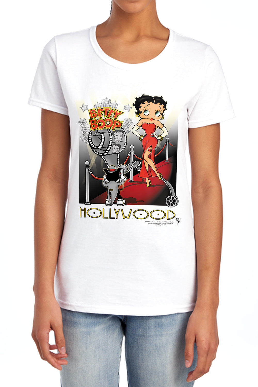 AN OFFCIALLY LICENSED BETTY BOOP HOLLYWOOD WOMEN'S REGULAR FIT T-SHIRT WHITE