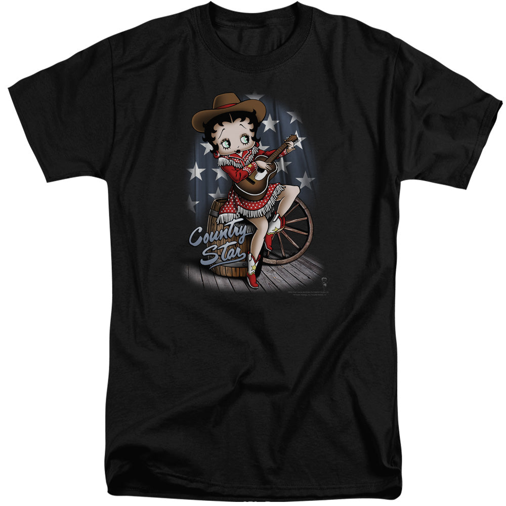 AN OFFCIALLY LICENSED BETTY BOOP COUNTRY STAR MEN'S TALL FIT T-SHIRT BLACK