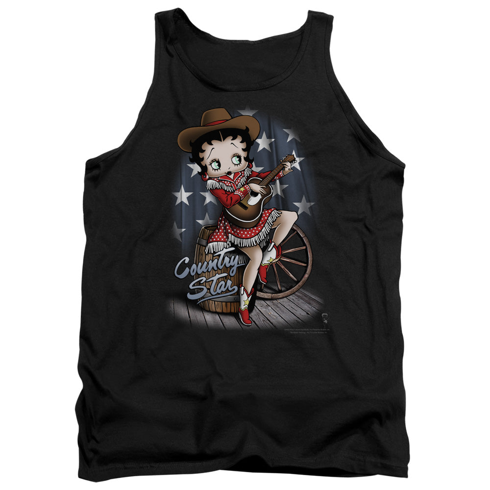 AN OFFCIALLY LICENSED BETTY BOOP COUNTRY STAR ADULT UNISEX TANK TOP BLACK