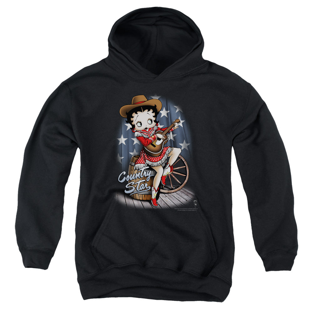 AN OFFCIALLY LICENSED BETTY BOOP COUNTRY STAR YOUTH HOODIE BLACK