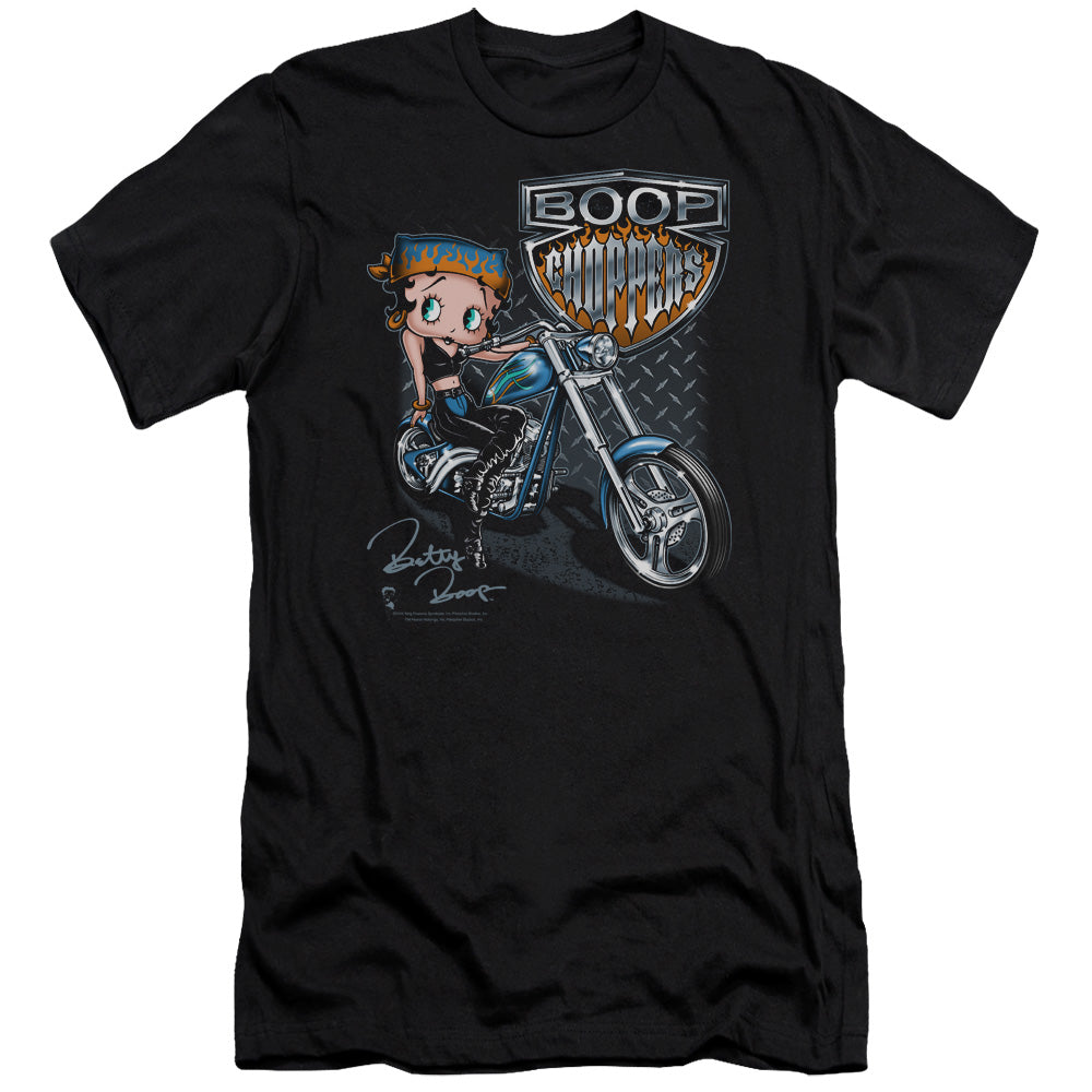 AN OFFCIALLY LICENSED BETTY BOOP CHOPPERS MEN'S PREMIUM SLIM FIT T-SHIRT BLACK