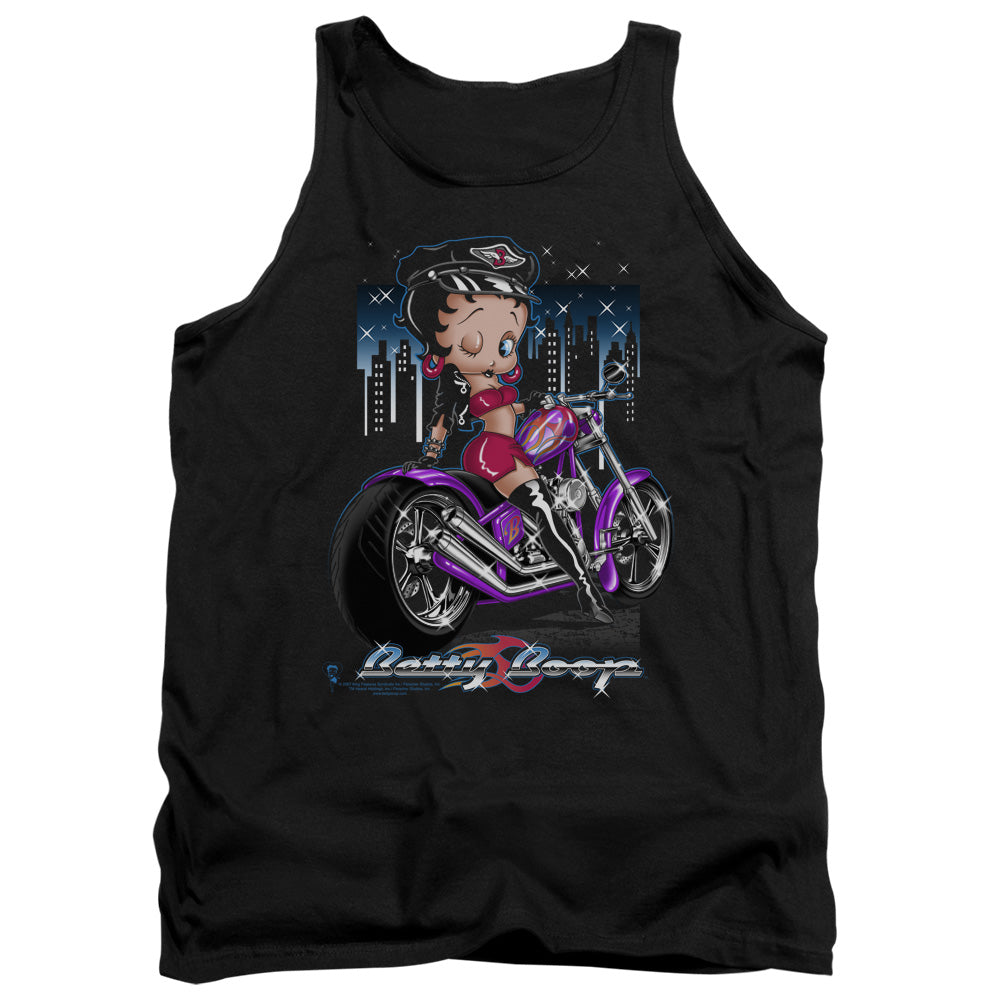 AN OFFCIALLY LICENSED BETTY BOOP CITY CHOPPER ADULT UNISEX TANK TOP BLACK