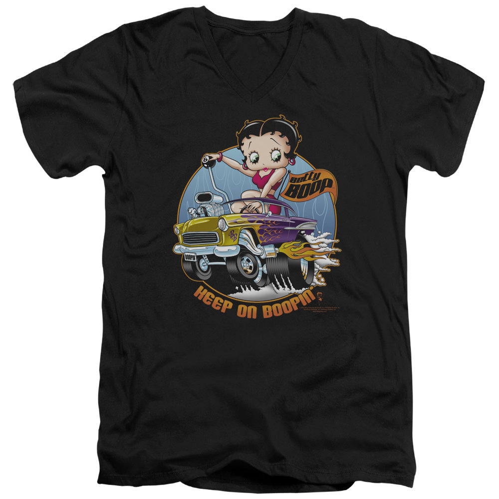 AN OFFCIALLY LICENSED BETTY BOOP KEEP ON BOOPIN MEN'S V-NECK T-SHIRT BLACK