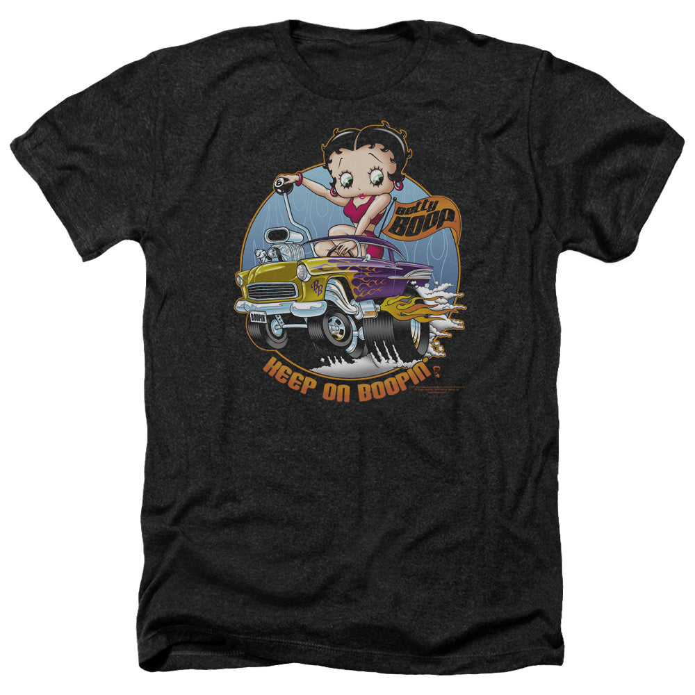 AN OFFCIALLY LICENSED BETTY BOOP KEEP ON BOOPIN MEN'S HEATHER T-SHIRT CHARCOAL