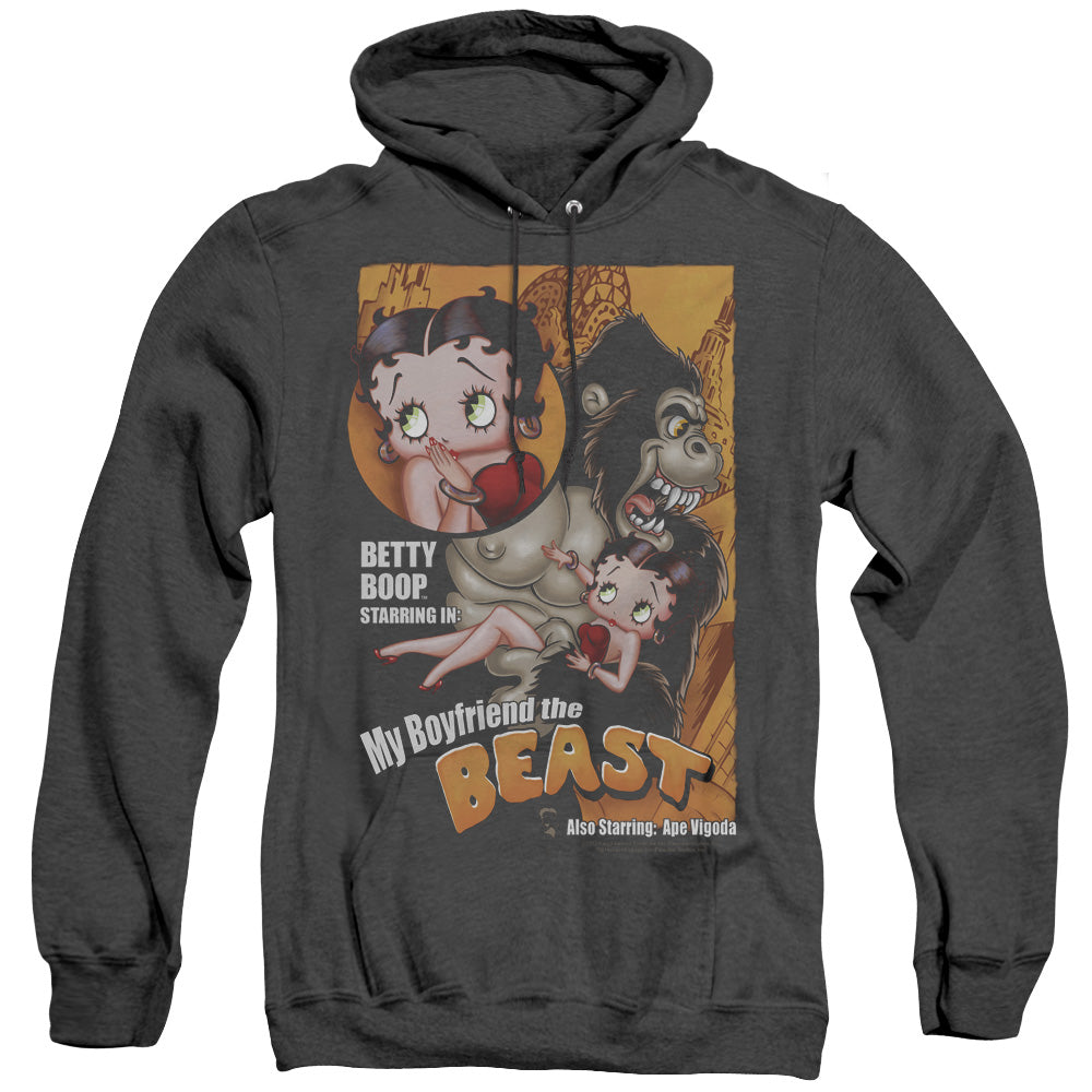 AN OFFCIALLY LICENSED BETTY BOOP BOYFRIEND THE BEAST ADULT UNISEX HEATHER PULLOVER HOODIE BLACK