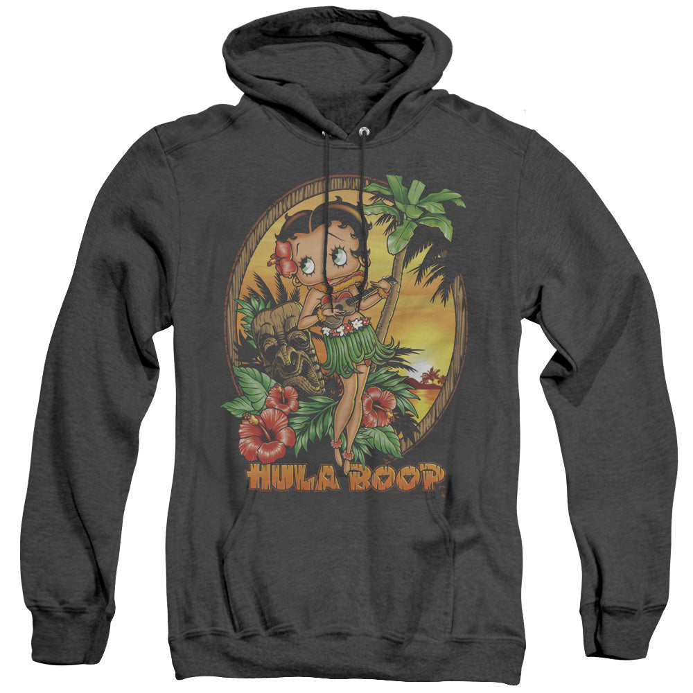 AN OFFCIALLY LICENSED BETTY BOOP HULA BOOP II ADULT UNISEX HEATHER PULLOVER HOODIE BLACK