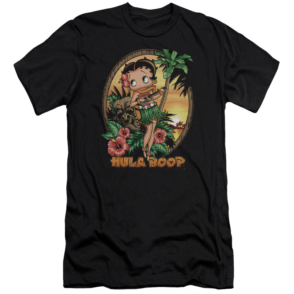 AN OFFCIALLY LICENSED BETTY BOOP HULA BOOP II MEN'S PREMIUM SLIM FIT T-SHIRT BLACK