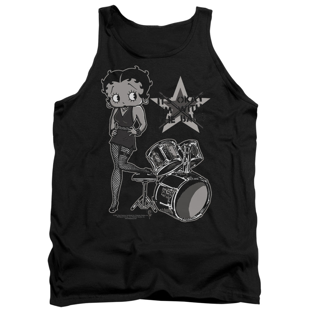 AN OFFCIALLY LICENSED BETTY BOOP WITH THE BAND ADULT UNISEX TANK TOP BLACK