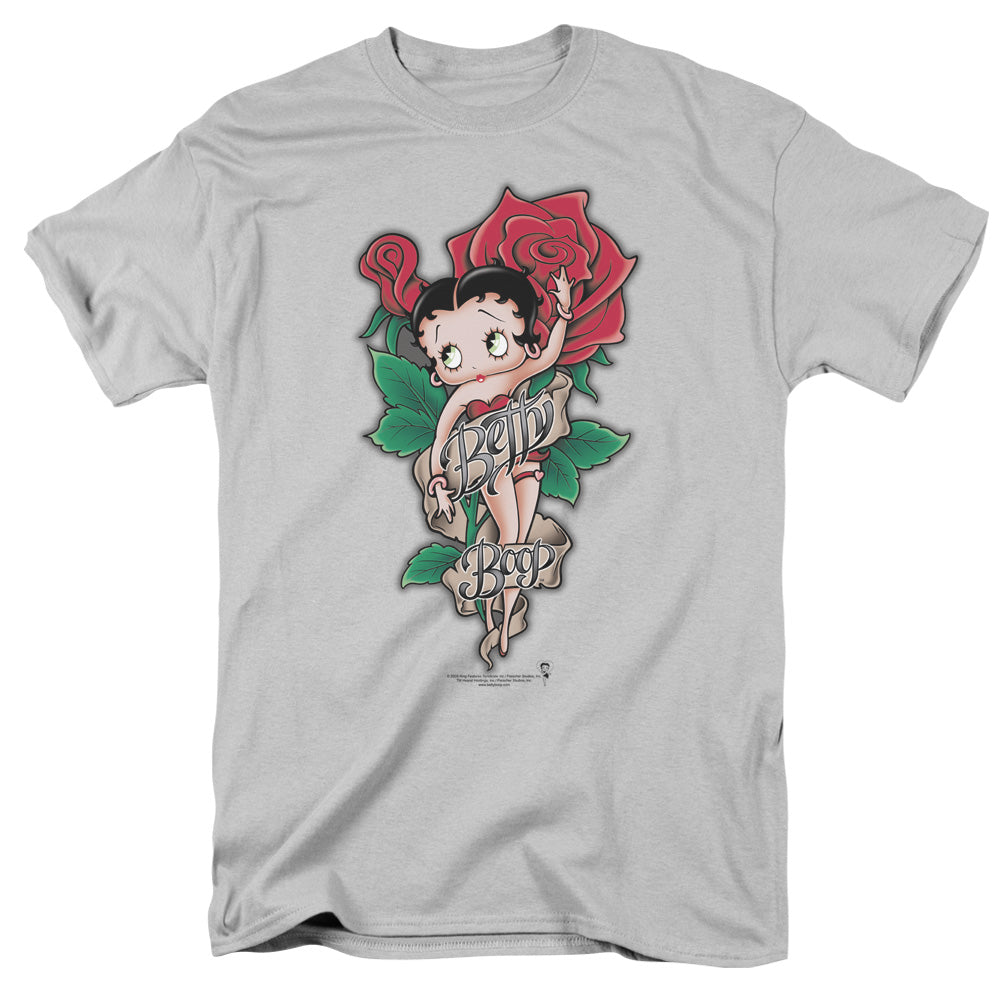 AN OFFCIALLY LICENSED BETTY BOOP TATTOO MEN'S REGULAR FIT T-SHIRT SILVER