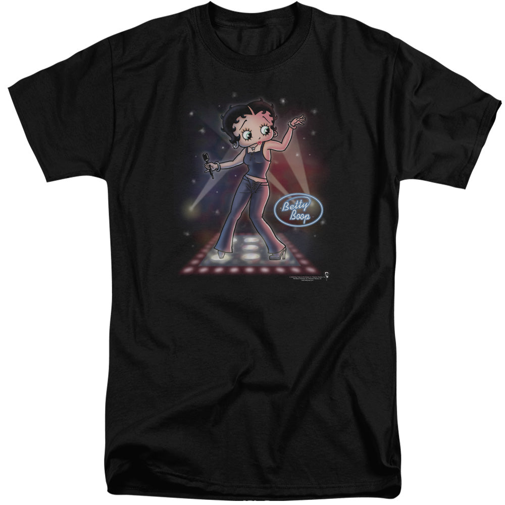 AN OFFCIALLY LICENSED BETTY BOOP POP STAR MEN'S TALL FIT T-SHIRT BLACK