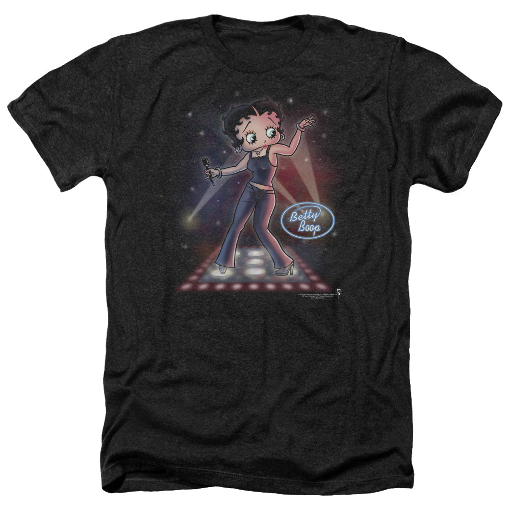 AN OFFCIALLY LICENSED BETTY BOOP POP STAR MEN'S HEATHER T-SHIRT CHARCOAL