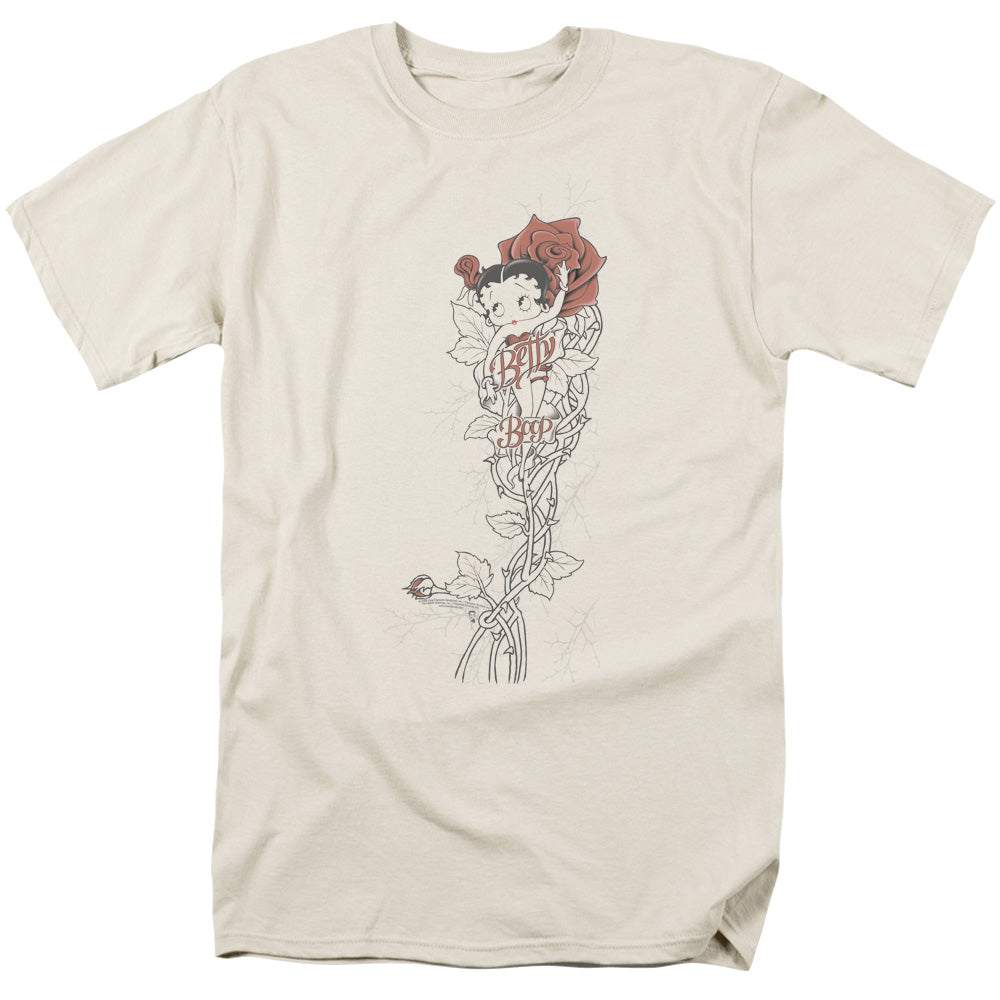 AN OFFCIALLY LICENSED BETTY BOOP THORNS(LEFT SIDE PRINT) MEN'S REGULAR FIT T-SHIRT CREAM
