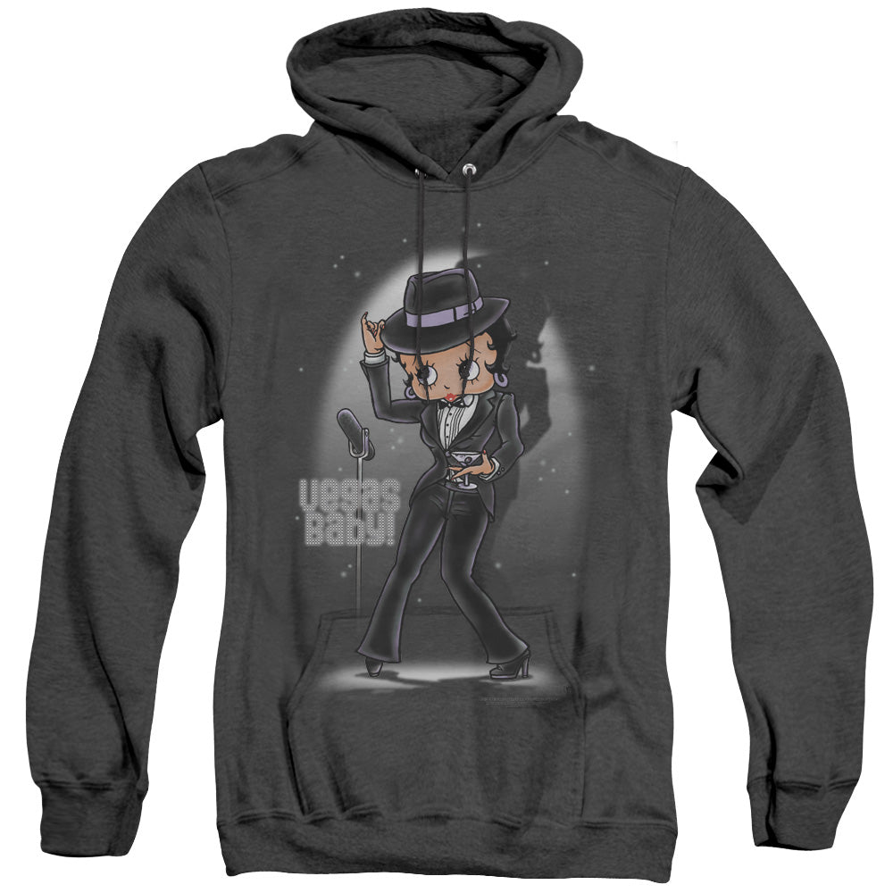 AN OFFCIALLY LICENSED BETTY BOOP VEGAS BABY ADULT UNISEX HEATHER PULLOVER HOODIE BLACK