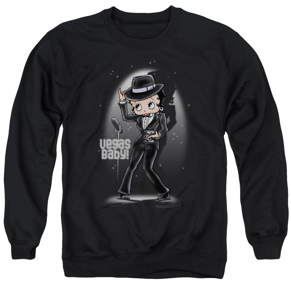 AN OFFCIALLY LICENSED BETTY BOOP VEGAS BABY ADULT UNISEX CREWNECK SWEATSHIRT BLACK