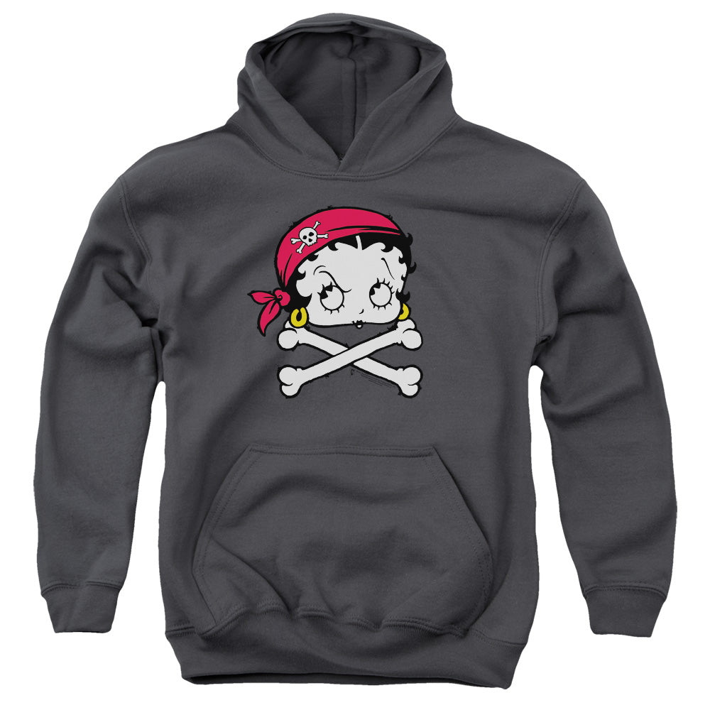AN OFFCIALLY LICENSED BETTY BOOP PIRATE YOUTH HOODIE CHARCOAL