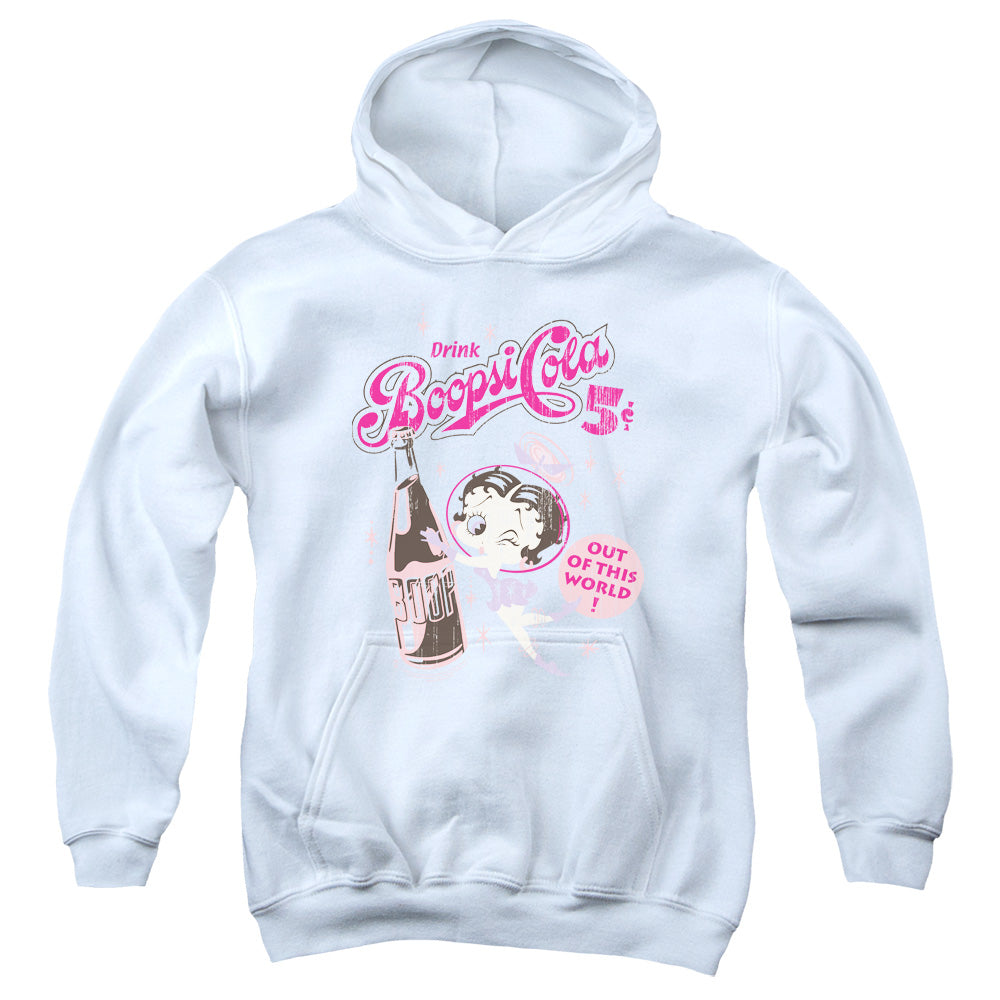 AN OFFCIALLY LICENSED BETTY BOOP BOOPSI COLA YOUTH HOODIE WHITE