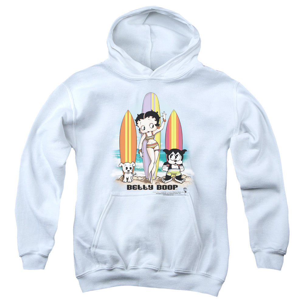 AN OFFCIALLY LICENSED BETTY BOOP SURFERS YOUTH HOODIE WHITE