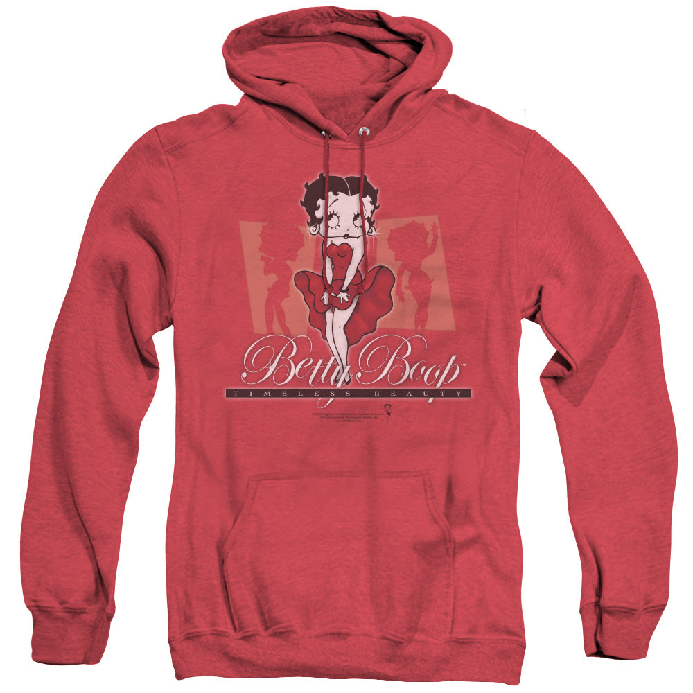 AN OFFCIALLY LICENSED BETTY BOOP TIMELESS BEAUTY ADULT UNISEX HEATHER PULLOVER HOODIE RED