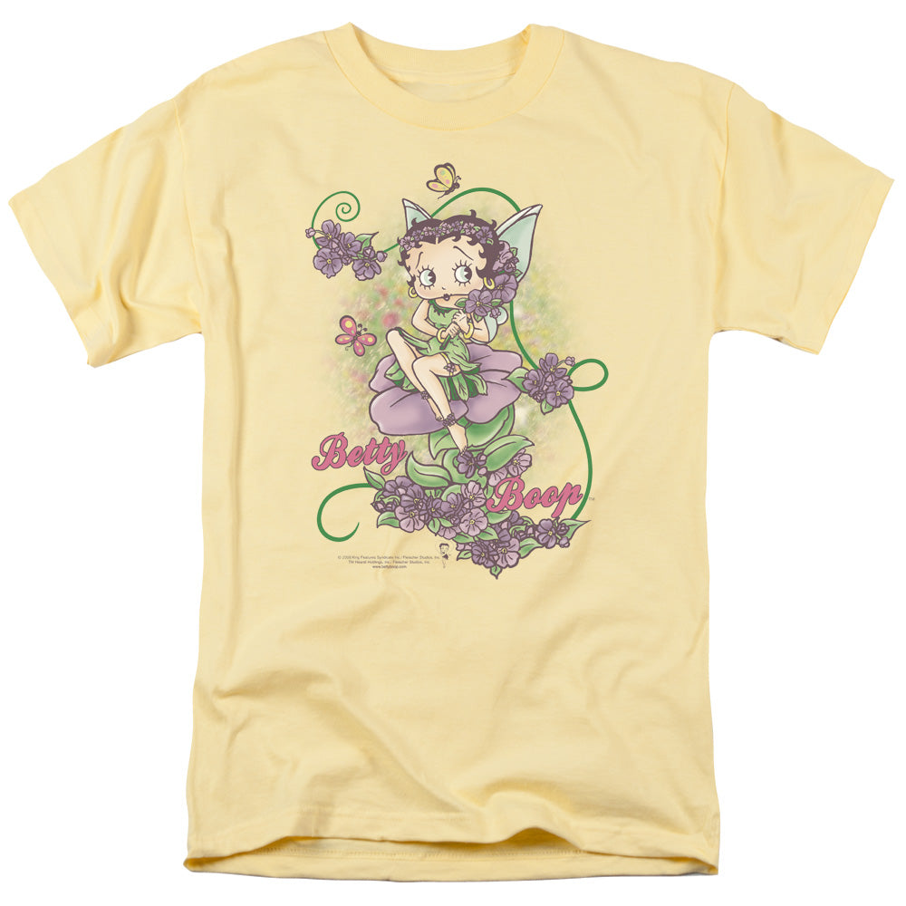 AN OFFCIALLY LICENSED BETTY BOOP FLOWER VINE FAIRY MEN'S REGULAR FIT T-SHIRT BANANA