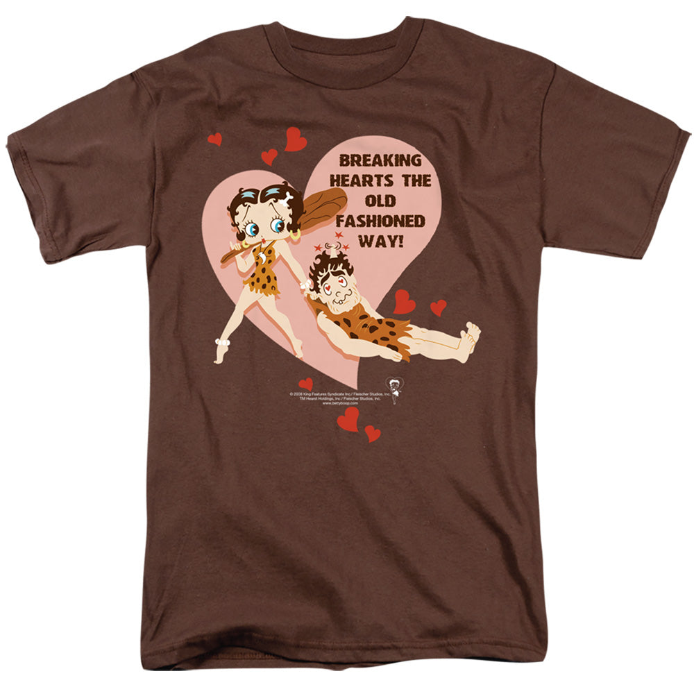 AN OFFCIALLY LICENSED BETTY BOOP BREAKING HEARTS MEN'S REGULAR FIT T-SHIRT COFFEE