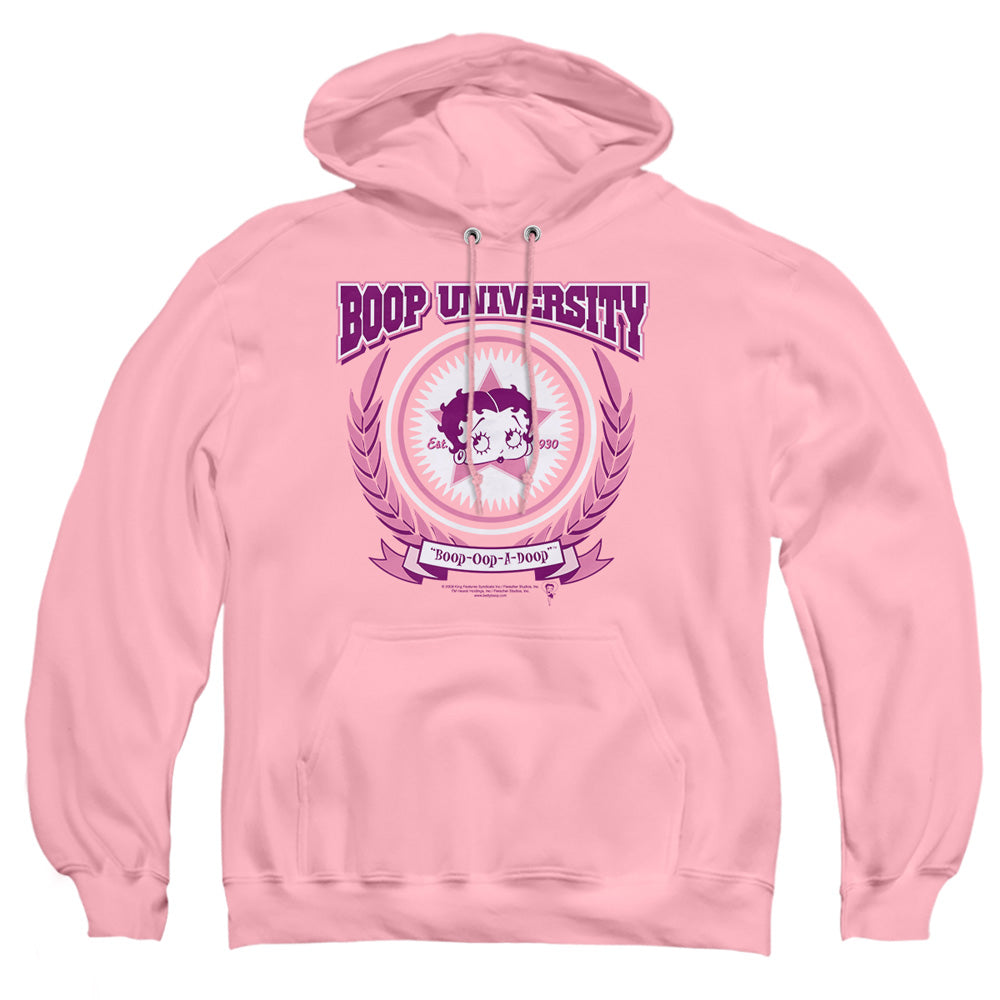 AN OFFCIALLY LICENSED BETTY BOOP BOOP UNIVERSITY ADULT UNISEX PULLOVER HOODIE PINK