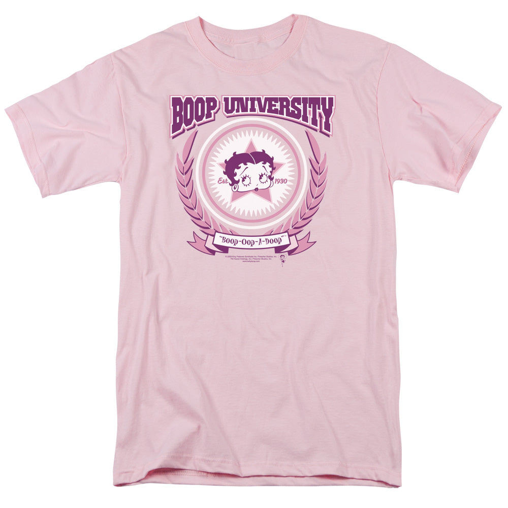 AN OFFCIALLY LICENSED BETTY BOOP BOOP UNIVERSITY MEN'S REGULAR FIT T-SHIRT PINK