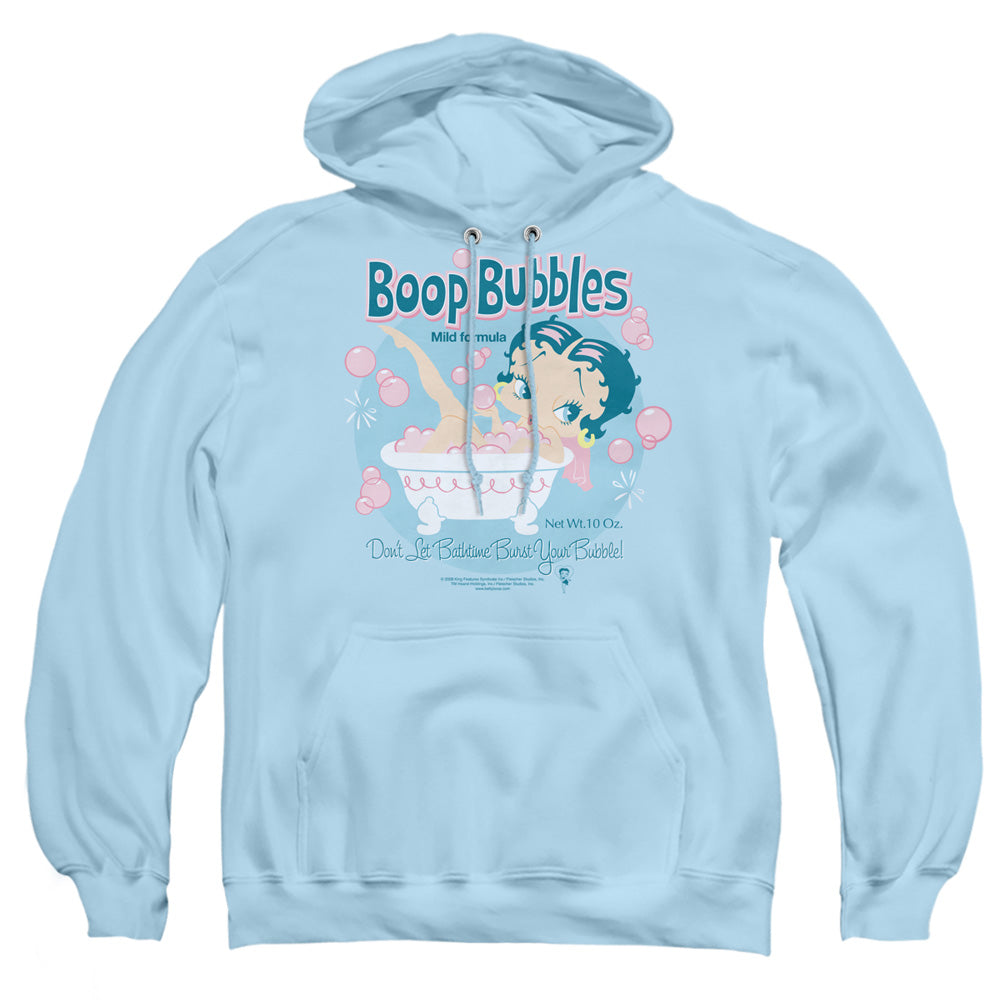 AN OFFCIALLY LICENSED BETTY BOOP BOOP BUBBLES ADULT UNISEX PULLOVER HOODIE LIGHT BLUE