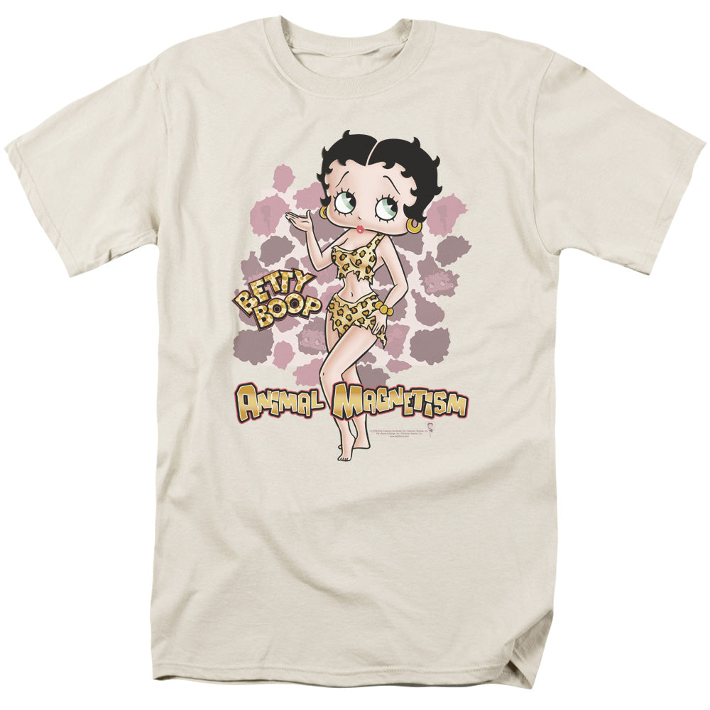 AN OFFCIALLY LICENSED BETTY BOOP ANIMAL MAGNETISM MEN'S REGULAR FIT T-SHIRT CREAM