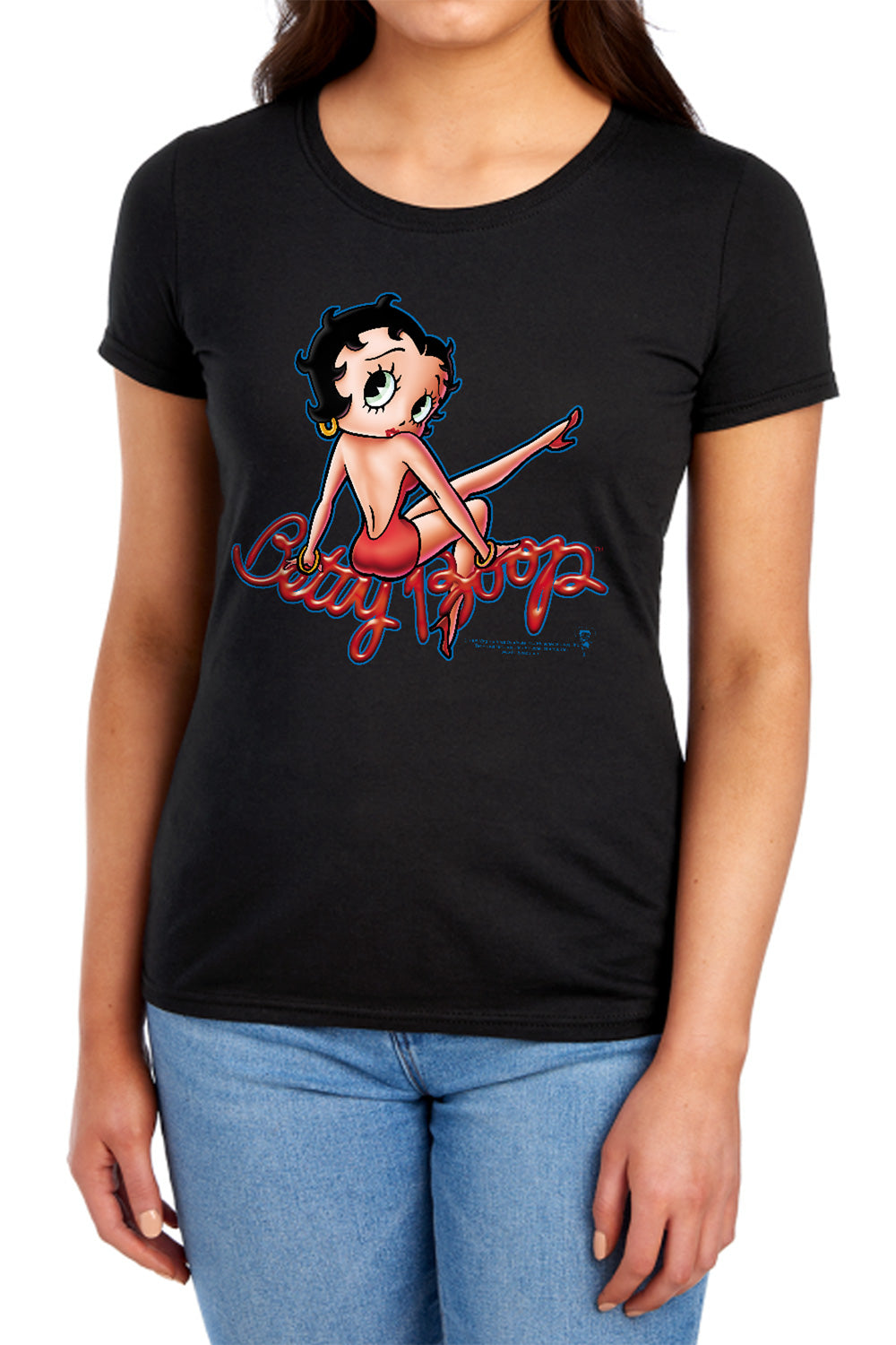 AN OFFCIALLY LICENSED BETTY BOOP BETTYS BACK WOMEN'S REGULAR FIT T-SHIRT BLACK