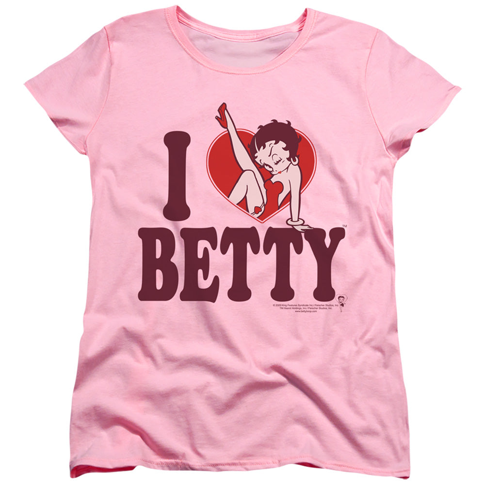AN OFFCIALLY LICENSED BETTY BOOP I HEART BETTY WOMEN'S REGULAR FIT T-SHIRT PINK