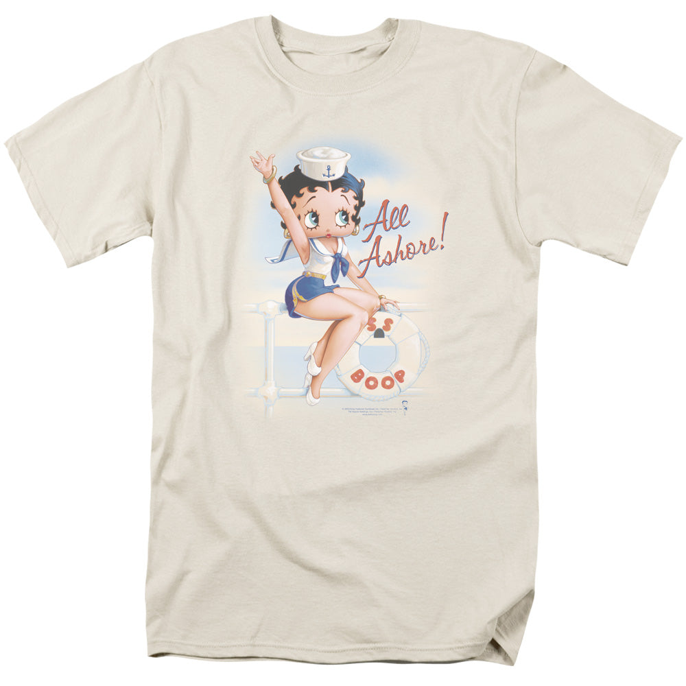 AN OFFCIALLY LICENSED BETTY BOOP ALL ASHORE MEN'S REGULAR FIT T-SHIRT CREAM