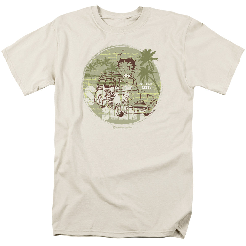 AN OFFCIALLY LICENSED BETTY BOOP CALIFORNIA MEN'S REGULAR FIT T-SHIRT CREAM