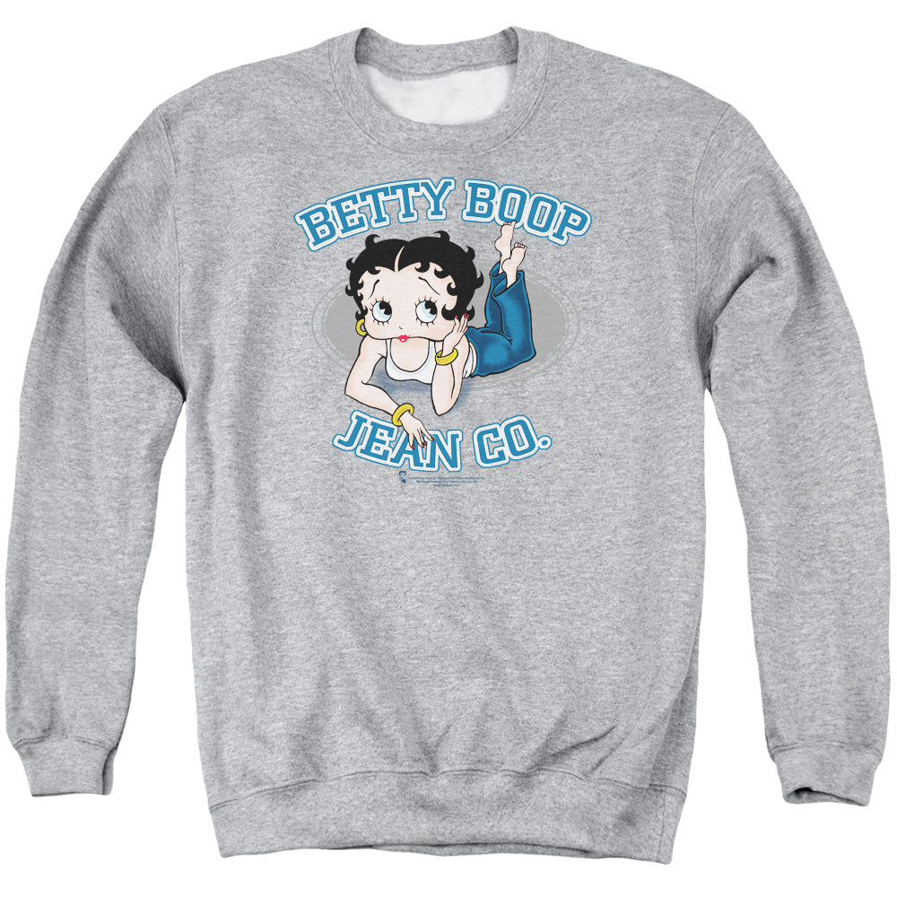 AN OFFCIALLY LICENSED BETTY BOOP JEAN CO ADULT UNISEX CREWNECK SWEATSHIRT ATHLETIC HEATHER