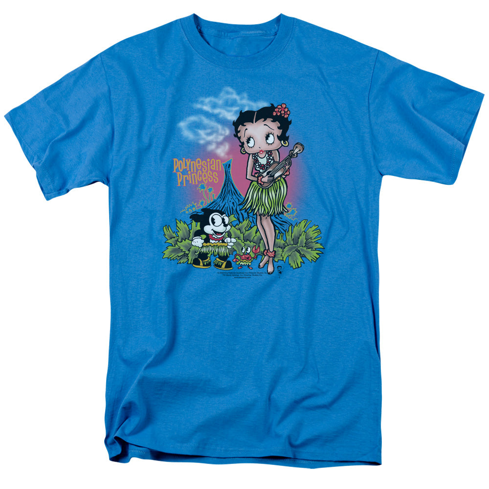 AN OFFCIALLY LICENSED BETTY BOOP POLYNESIAN PRINCESS MEN'S REGULAR FIT T-SHIRT TURQUOISE