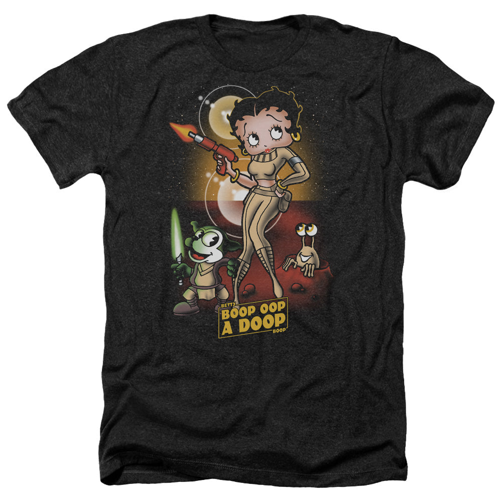 AN OFFCIALLY LICENSED BETTY BOOP STAR PRINCESS MEN'S HEATHER T-SHIRT CHARCOAL