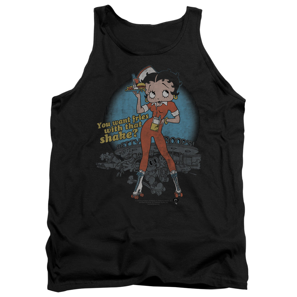 AN OFFCIALLY LICENSED BETTY BOOP FRIES WITH THAT ADULT UNISEX TANK TOP BLACK