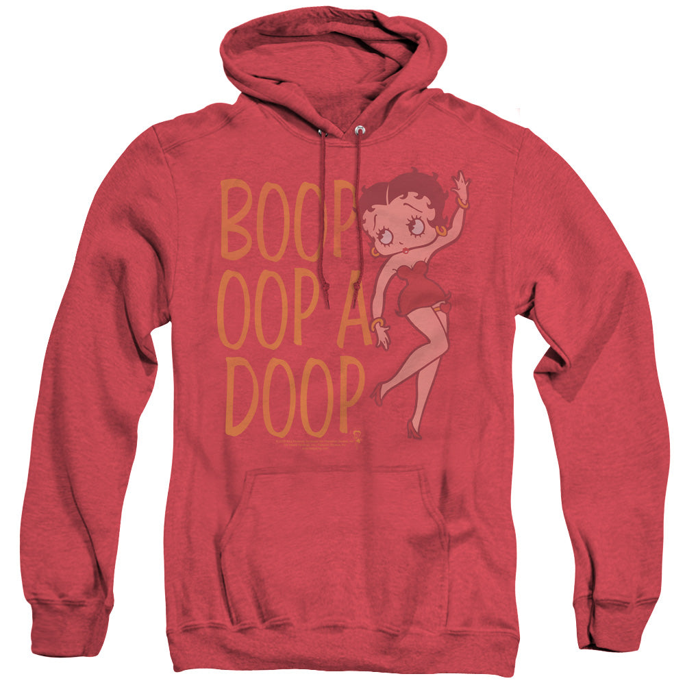 AN OFFCIALLY LICENSED BETTY BOOP CLASSIC OOP ADULT UNISEX HEATHER PULLOVER HOODIE RED