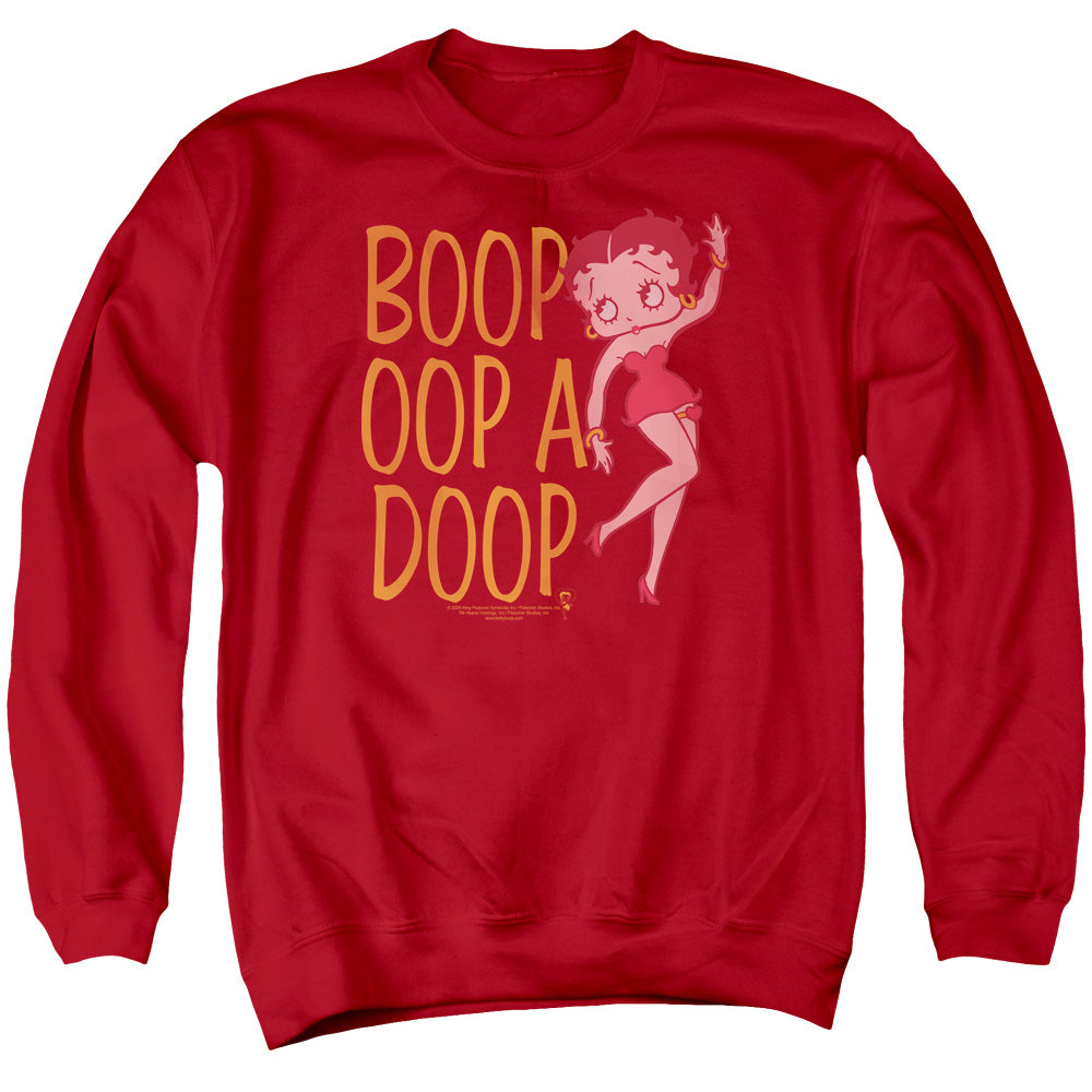AN OFFCIALLY LICENSED BETTY BOOP CLASSIC OOP ADULT UNISEX CREWNECK SWEATSHIRT RED