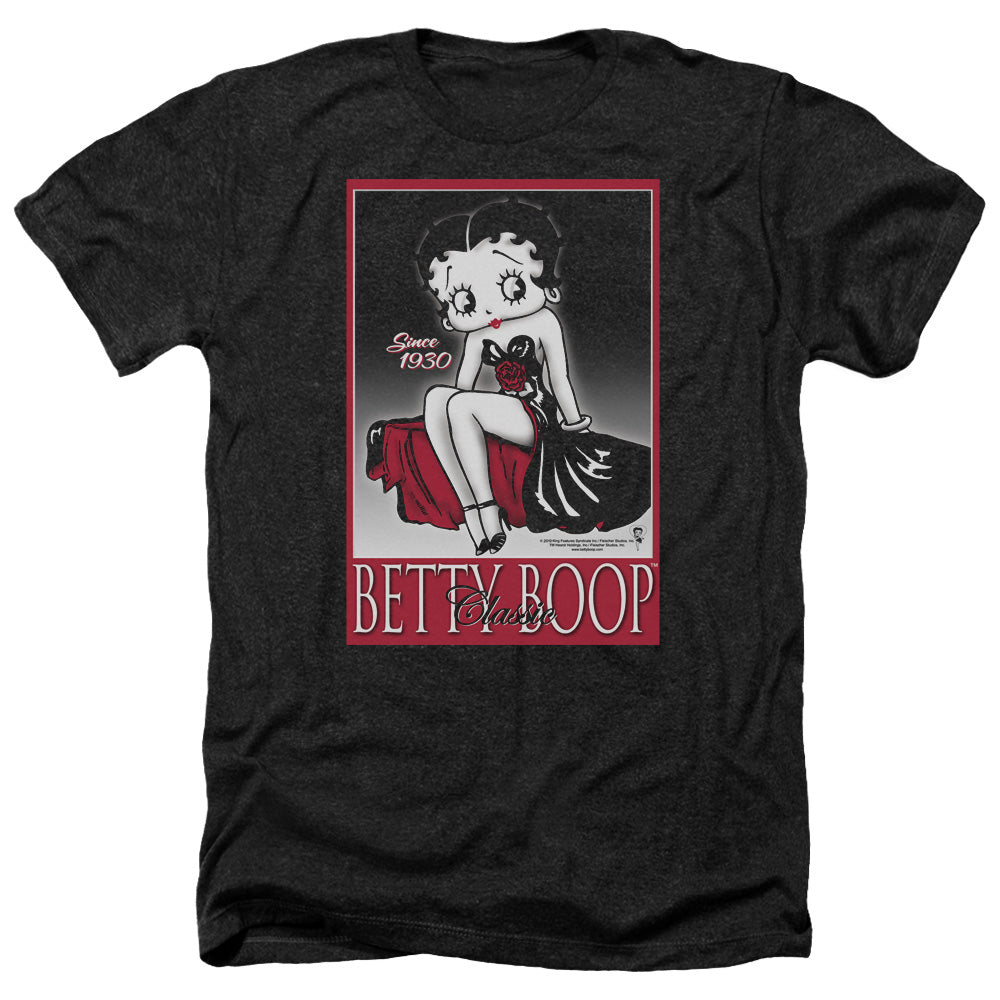 AN OFFCIALLY LICENSED BETTY BOOP CLASSIC MEN'S HEATHER T-SHIRT CHARCOAL